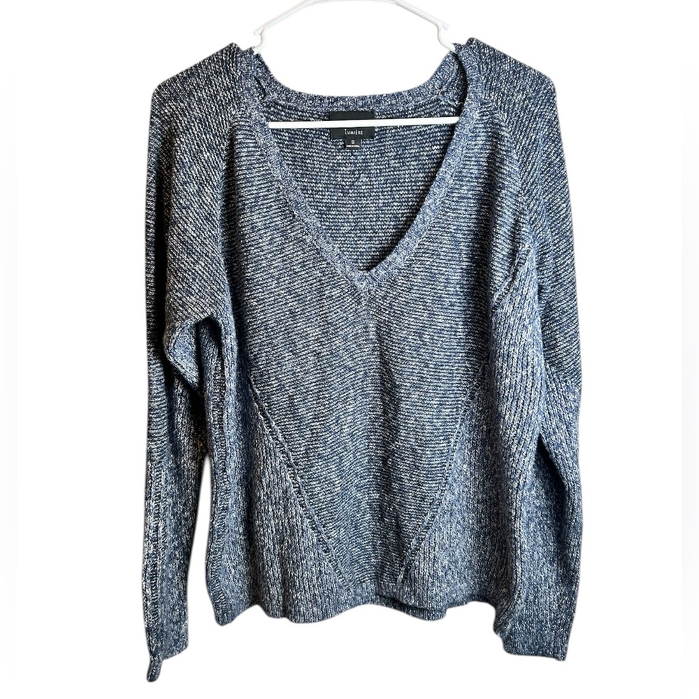 Lumiere Blue Knit Sweater Small Neck Long Sleeve Lightweight Cozy Pullover